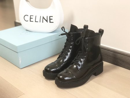 Prada Lace-up ankle boots cowhide inner lining sheepskin heel 5cm high