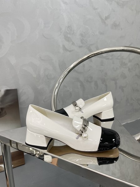 Miu Miu pearl chain chunky heels