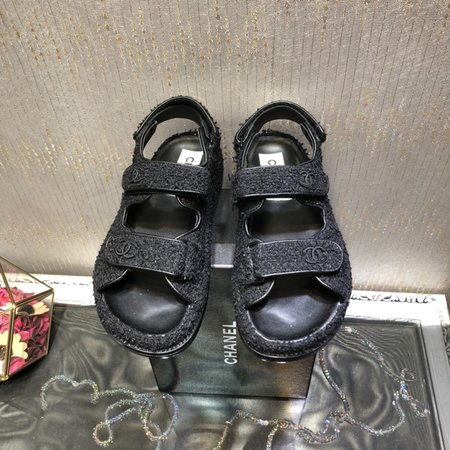 Chanel Rainbow Denim Sandals