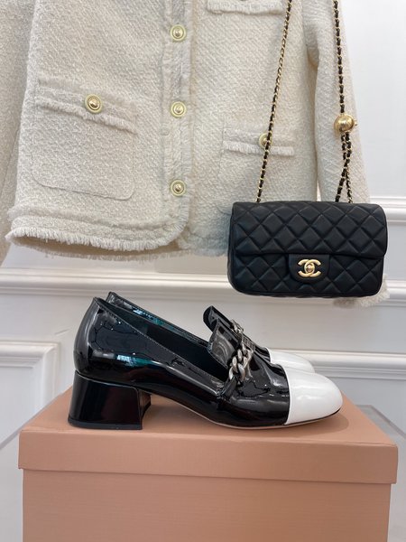 Miu Miu pearl chain loafers