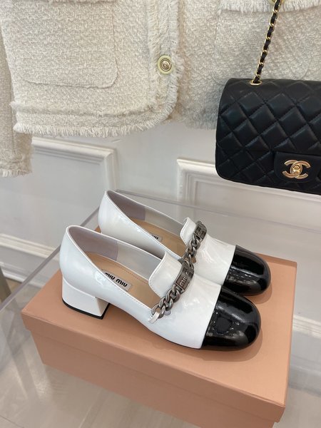 Miu Miu pearl chain loafers