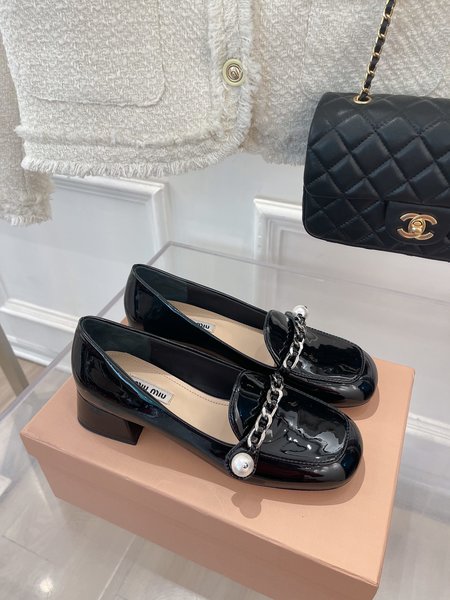 Miu Miu pearl chain loafers
