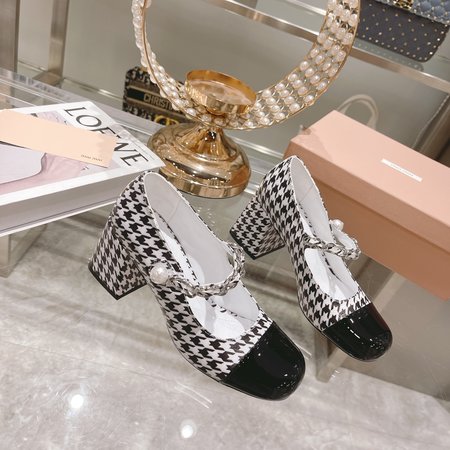 Miu Miu houndstooth block heel sandals