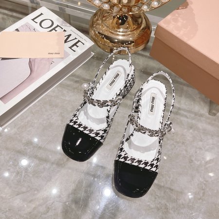 Miu Miu houndstooth block heel sandals