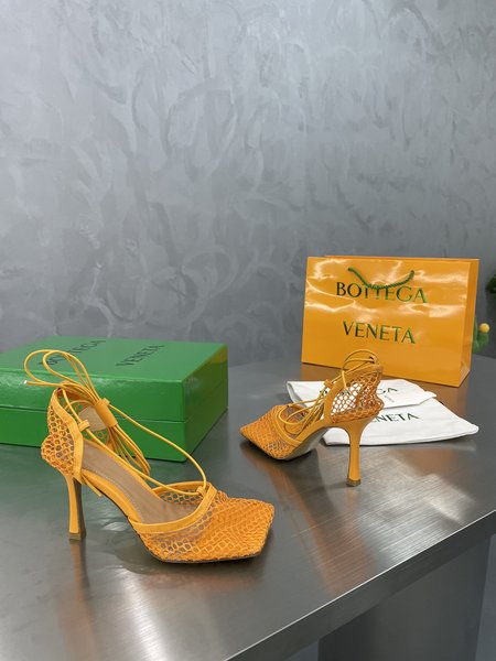 Bottega Veneta Roman Lace-Up Mesh Heeled Sandals