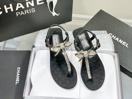 Chanel rhinestone thong sandals