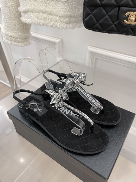 Chanel Crystal Diamond Bow Sandals