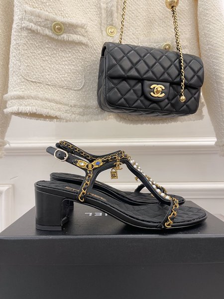 Chanel pearl chain sandals