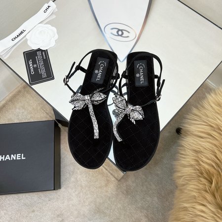 Chanel Rhinestone Thong Sandals