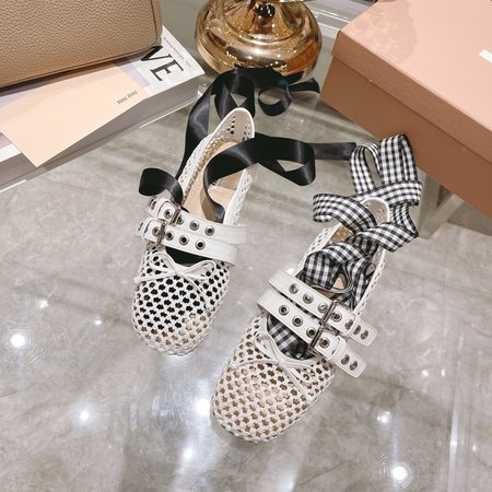 Miu Miu cutout lace-up flats