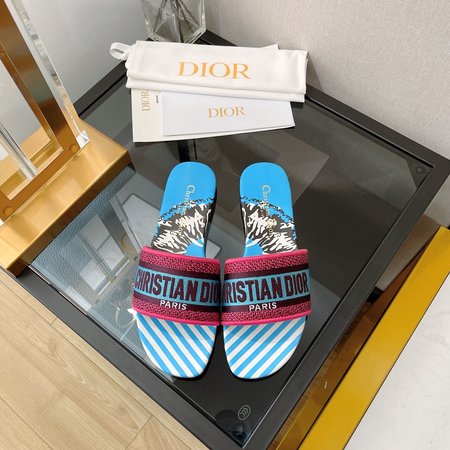 Dior one word embroidered slippers
