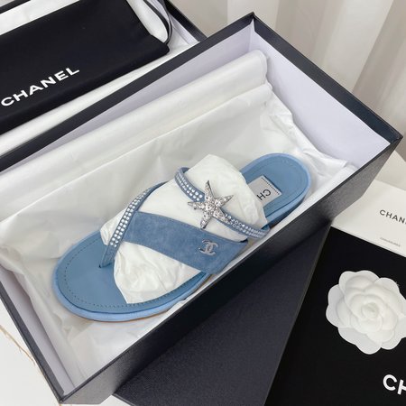 Chanel rhinestone thong sandals