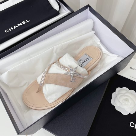 Chanel rhinestone thong sandals