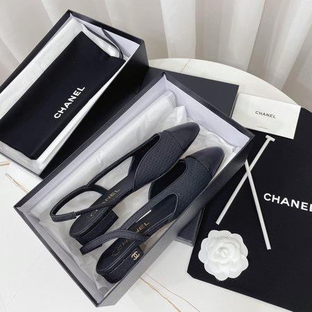 Chanel color block block heel sandals