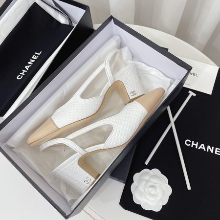 Chanel color block block heel sandals