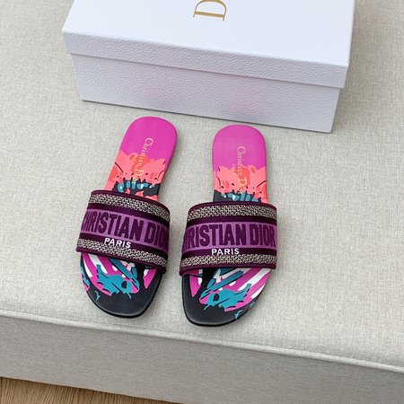 Dior DWAY flat sandals/block heel slingback slippers