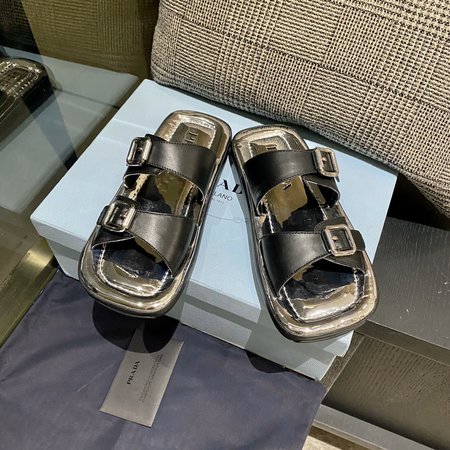 Prada geometric flat sandals