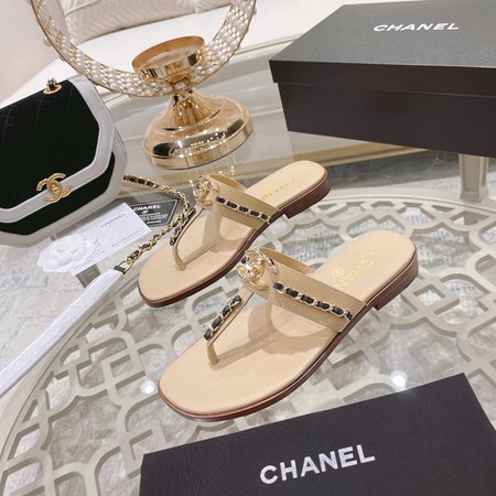 Chanel Big Logo Chain Slippers