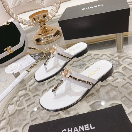 Chanel Big Logo Chain Slippers