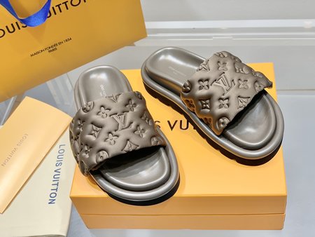 Louis Vuitton Embossed Velcro Sandal Slides