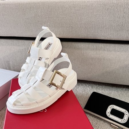 Roger Vivier VIVRANGER retro woven hollow Roman shoes