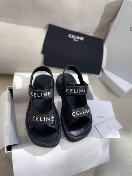 Celine version letter platform sandals in leather