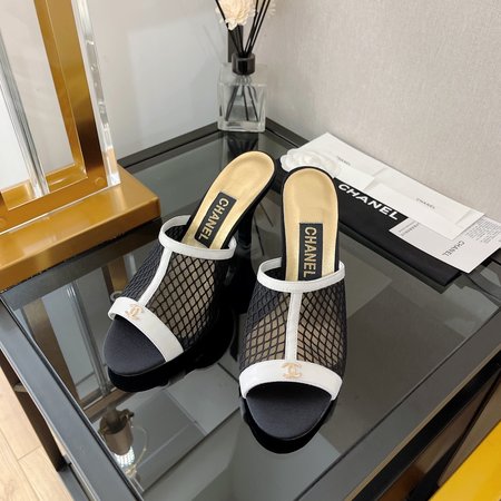 Chanel fish mouth high heel sandals and slippers