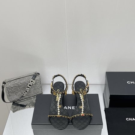 Chanel pearl chain sandals
