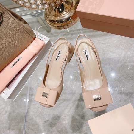 Miu Miu square toe patent leather sandals