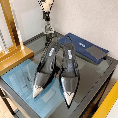 Prada triangle buckle stiletto shoes