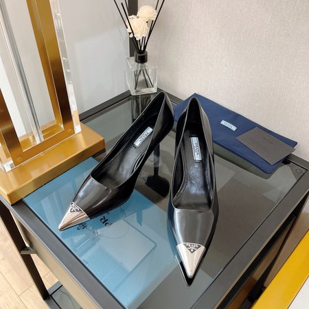 Prada triangle buckle stiletto shoes