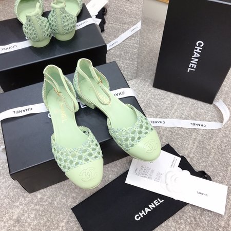 Chanel chain block heel loafers