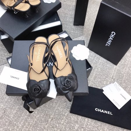 Chanel Camellia Kitten Heels pointed sandals