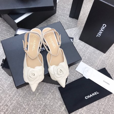 Chanel Camellia Kitten Heels pointed sandals