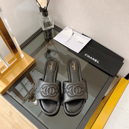 Chanel embroidered logo slides