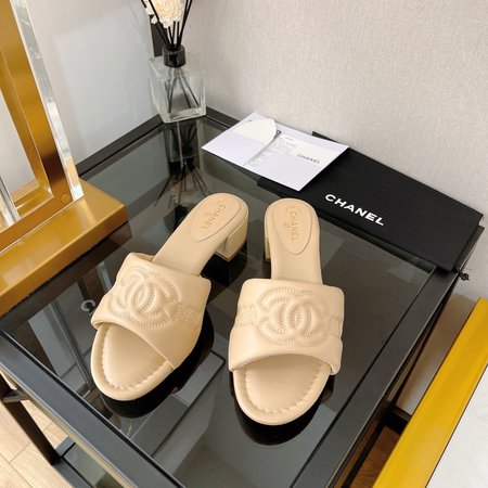 Chanel embroidered logo slides