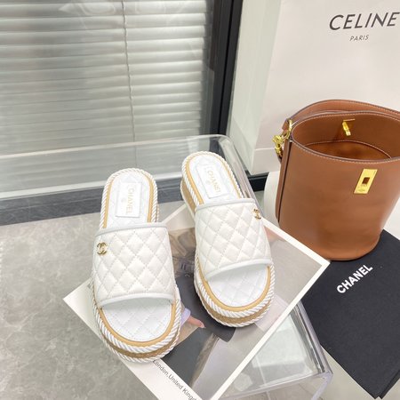 Chanel Wedges slipper CC hardware buckle