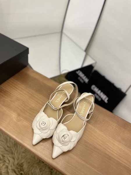 Chanel Sandals camellia flower design Italy imported sheepskin