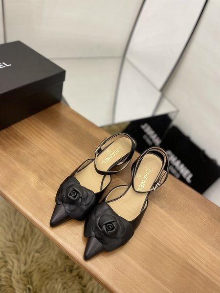 Chanel Sandals camellia flower design Italy imported sheepskin