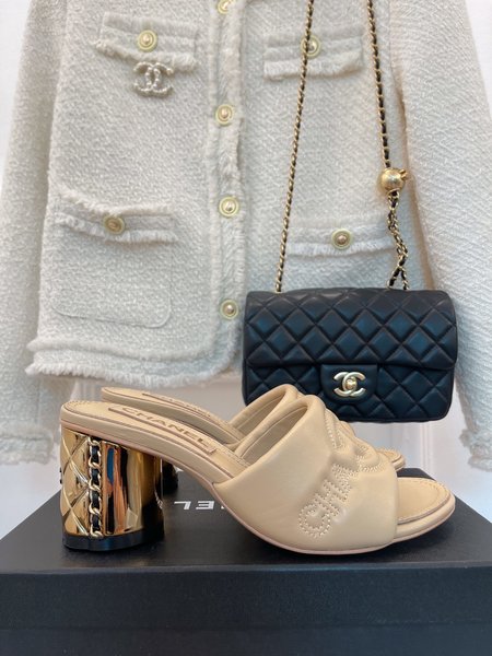 Chanel Metal heel CC slides