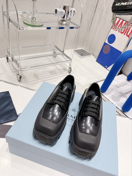 Prada Square toe platform loafer Martin boots