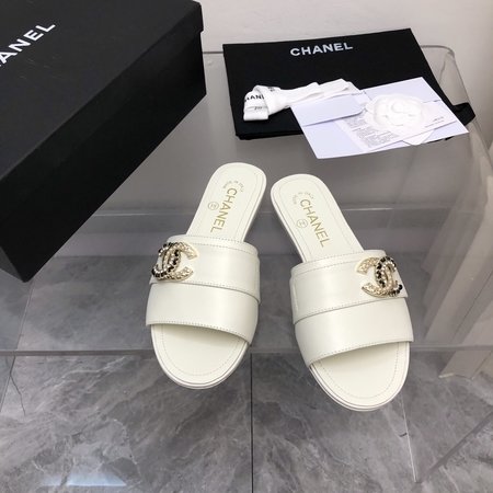 Chanel rhinestone buckle slippers