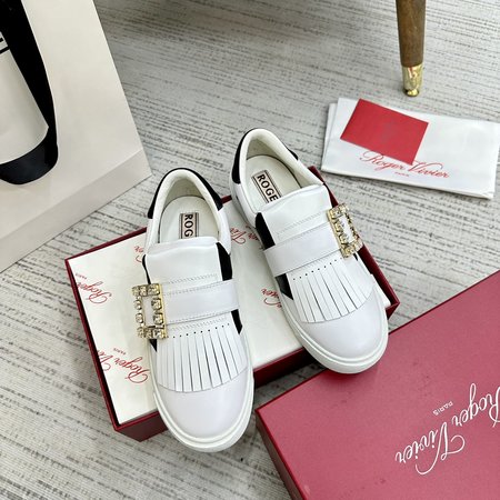 Roger Viver square diamond buckle loafers