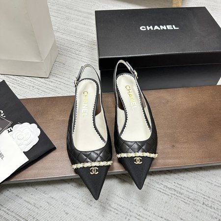 Chanel pointed toe diamond chain sandals