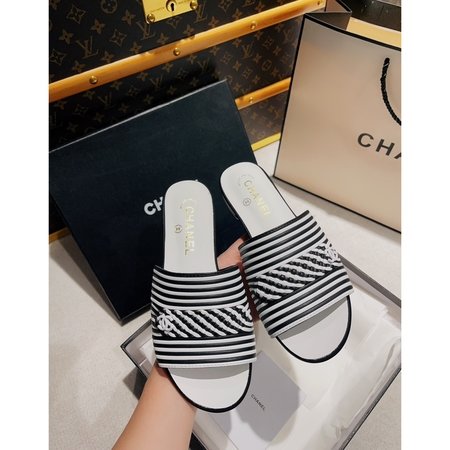 Chanel lambskin slippers