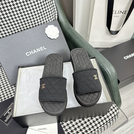 Chanel CC metal buckle slippers