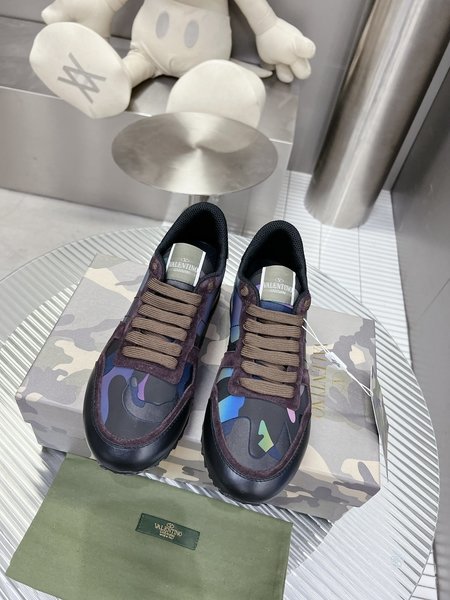 Valentino Camouflage fabric nappa leather sneakers
