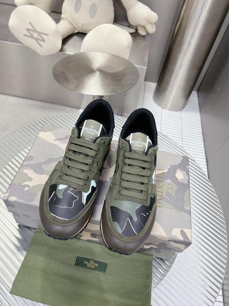 Valentino Camouflage fabric nappa leather sneakers