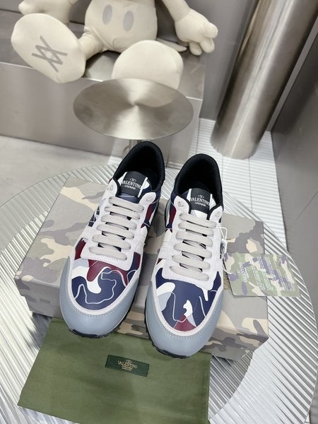 Valentino Camouflage fabric nappa leather sneakers