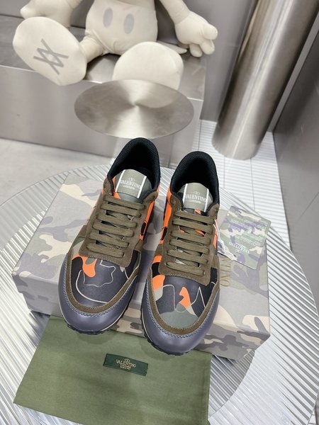 Valentino Camouflage fabric nappa leather sneakers